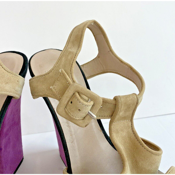 Zara Woman Colorblock Suede T Strap Heels EU 38 US 7.5 - Picture 9 of 13